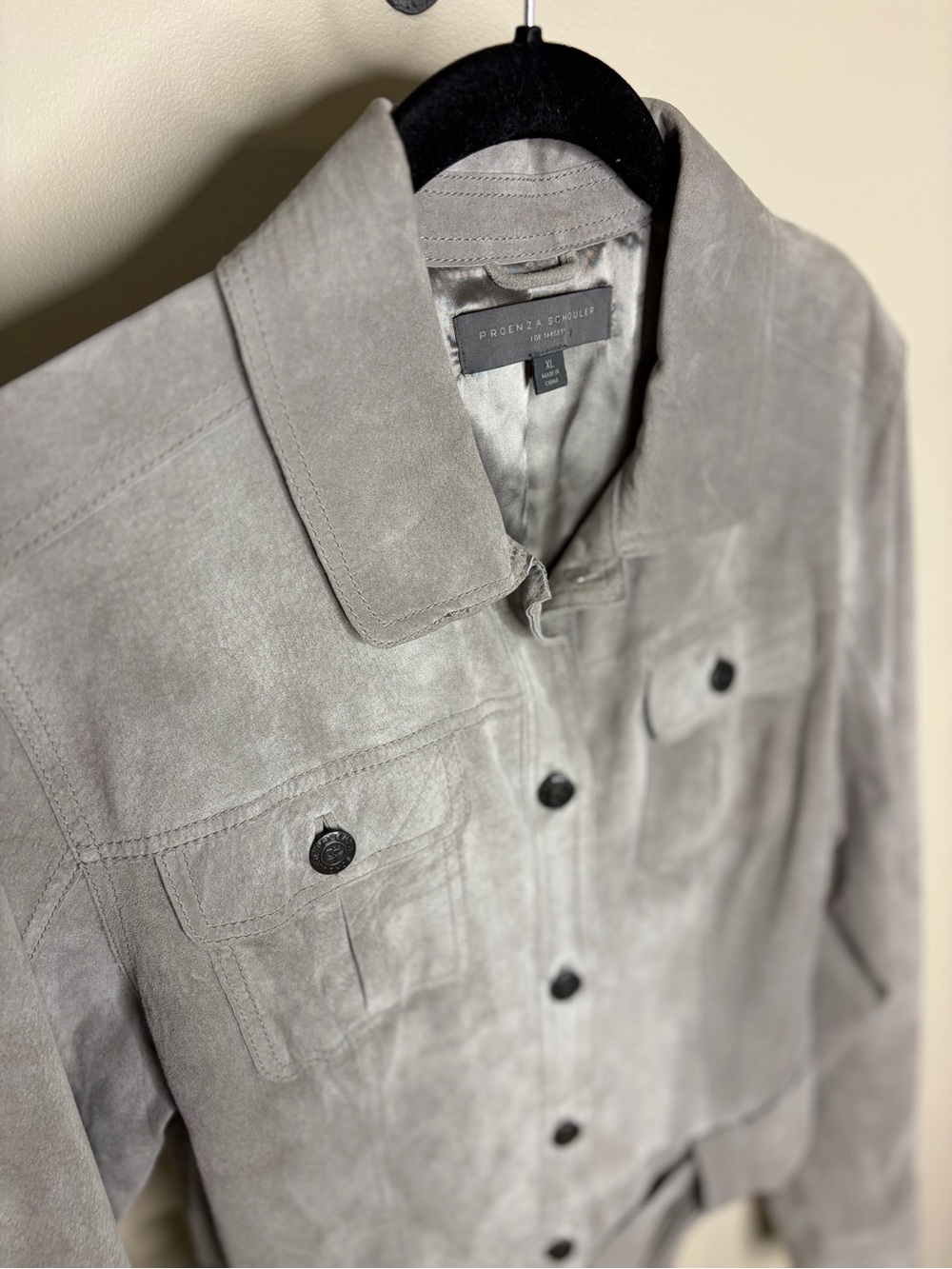 Proenza Schouler for Target Light Gray Suede Button Jacket #1170
